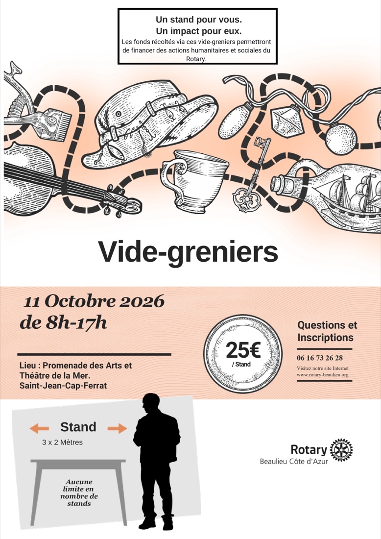 Affiche du vide-grenier à Saint-Jean-Cap-Ferrat, dimanche 11 octobre